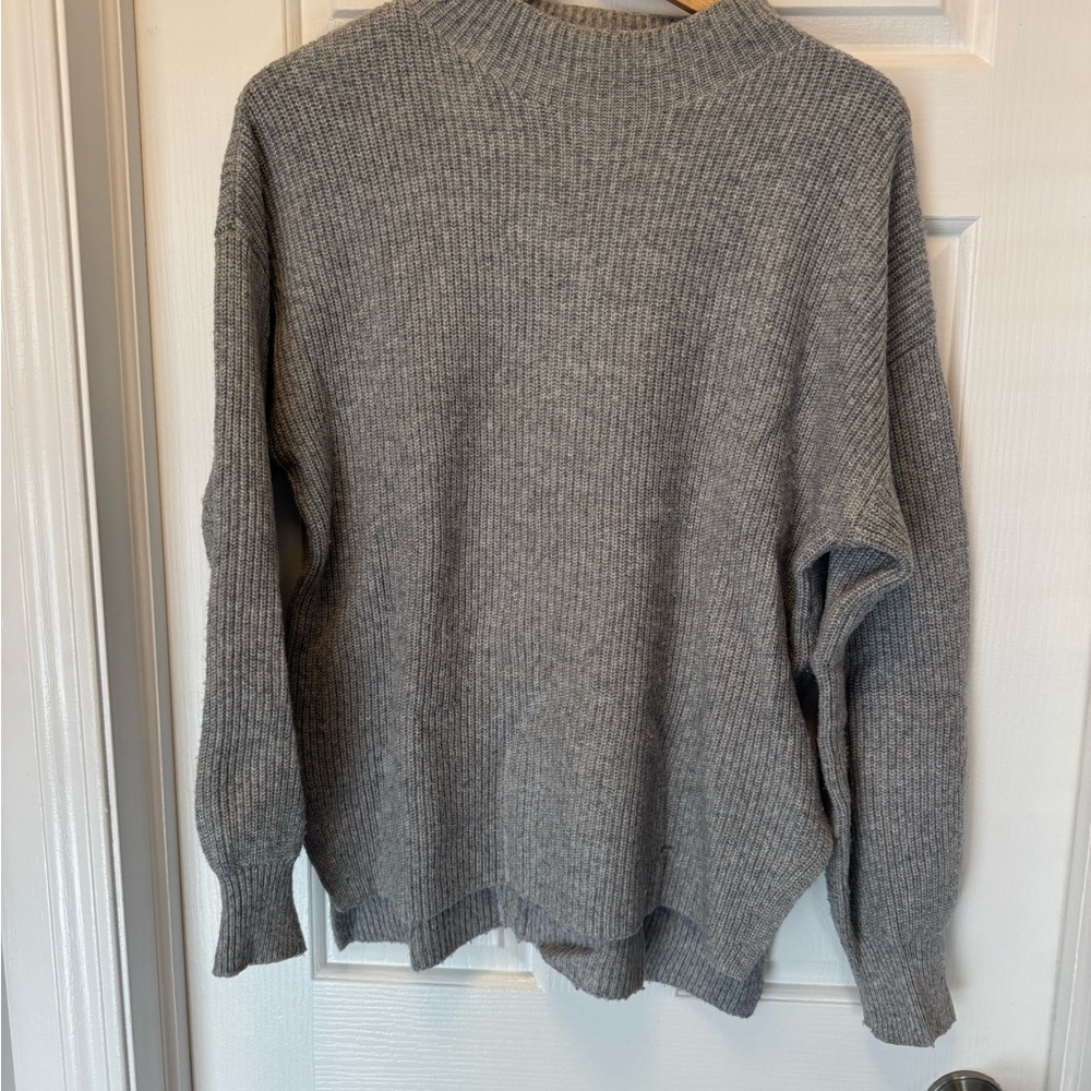 GAP Gray Ribbed faux turtleneck Sweater
